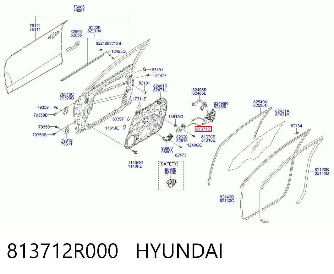 813712R000 Hyundai/Kia Cable de apertura de cerradura de puerta delantera