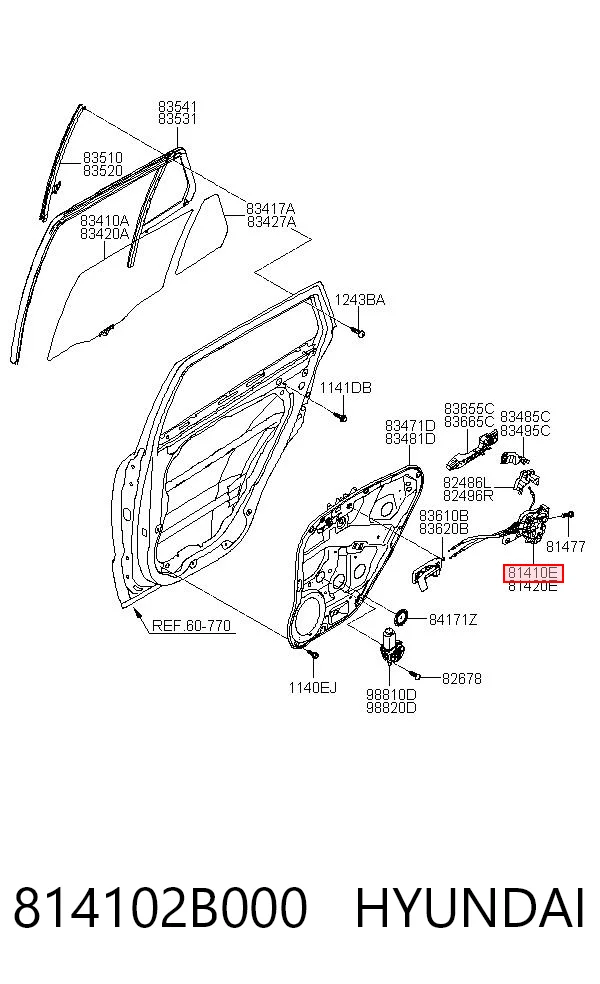 814102B000 Hyundai/Kia Cerradura de puerta trasera izquierda