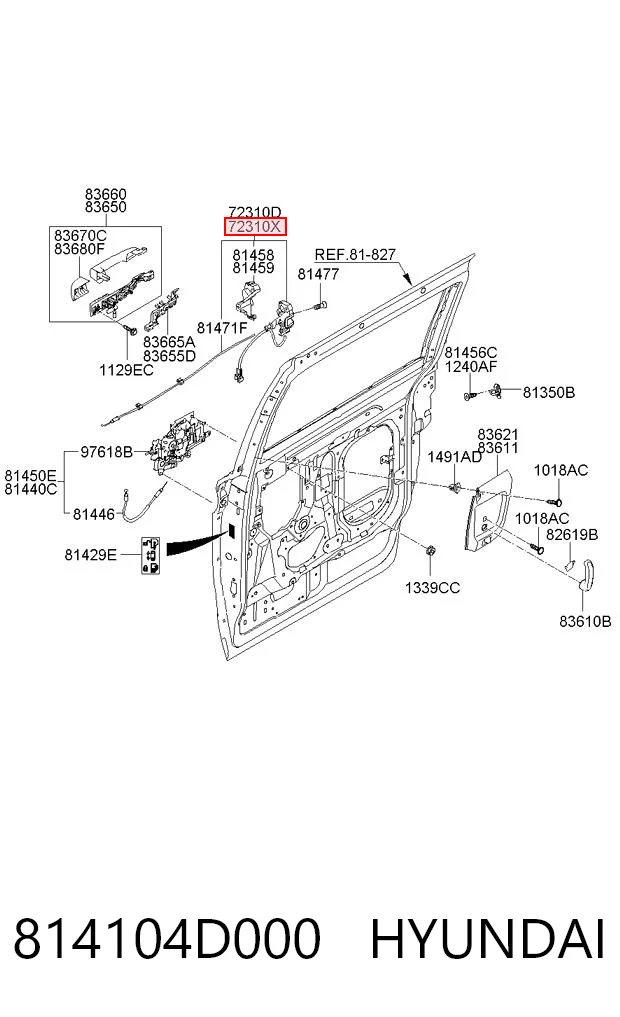 814104D000 Hyundai/Kia Cerradura de puerta trasera izquierda