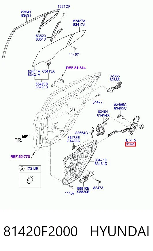 81420F2000 Hyundai/Kia Cerradura de la puerta trasera derecha