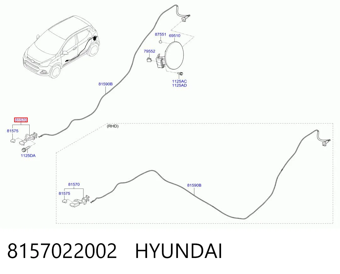 8157022002 Hyundai/Kia Manija de apertura de tapa de combustible