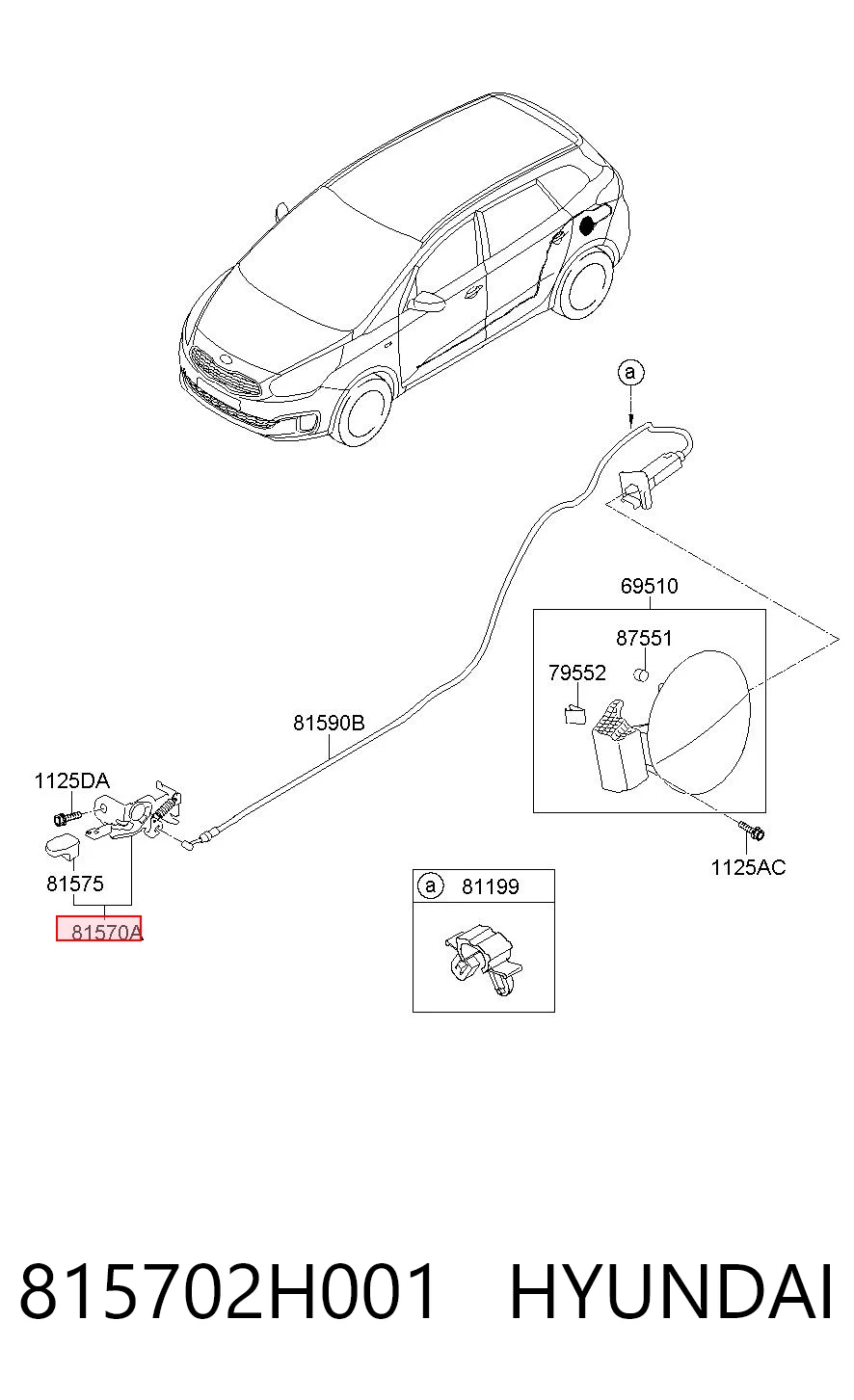 815702H001 Hyundai/Kia Manija de apertura de tapa de combustible