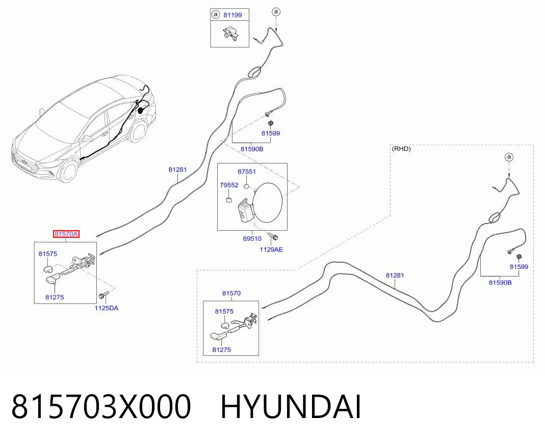 815703X000 Hyundai/Kia Manija de apertura de tapa de combustible