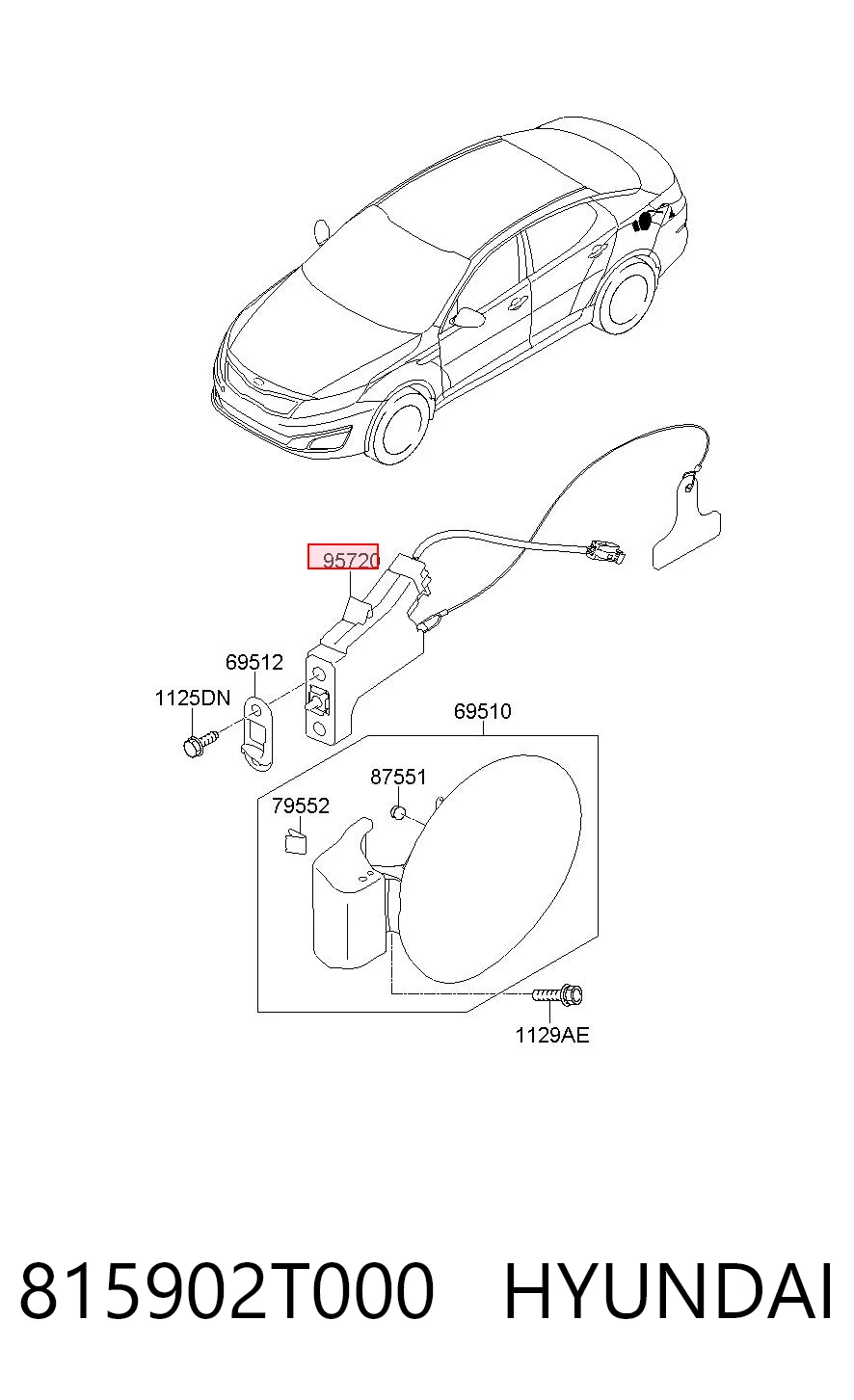 815902T000 Hyundai/Kia Motor apertura de tapa combustible
