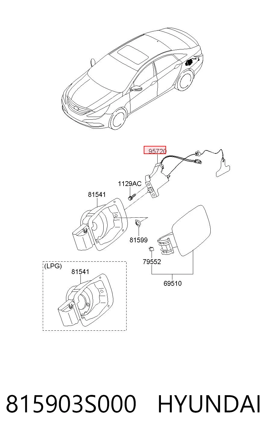815903S000 Hyundai/Kia Cerradura de la tapa del depósito de combustible