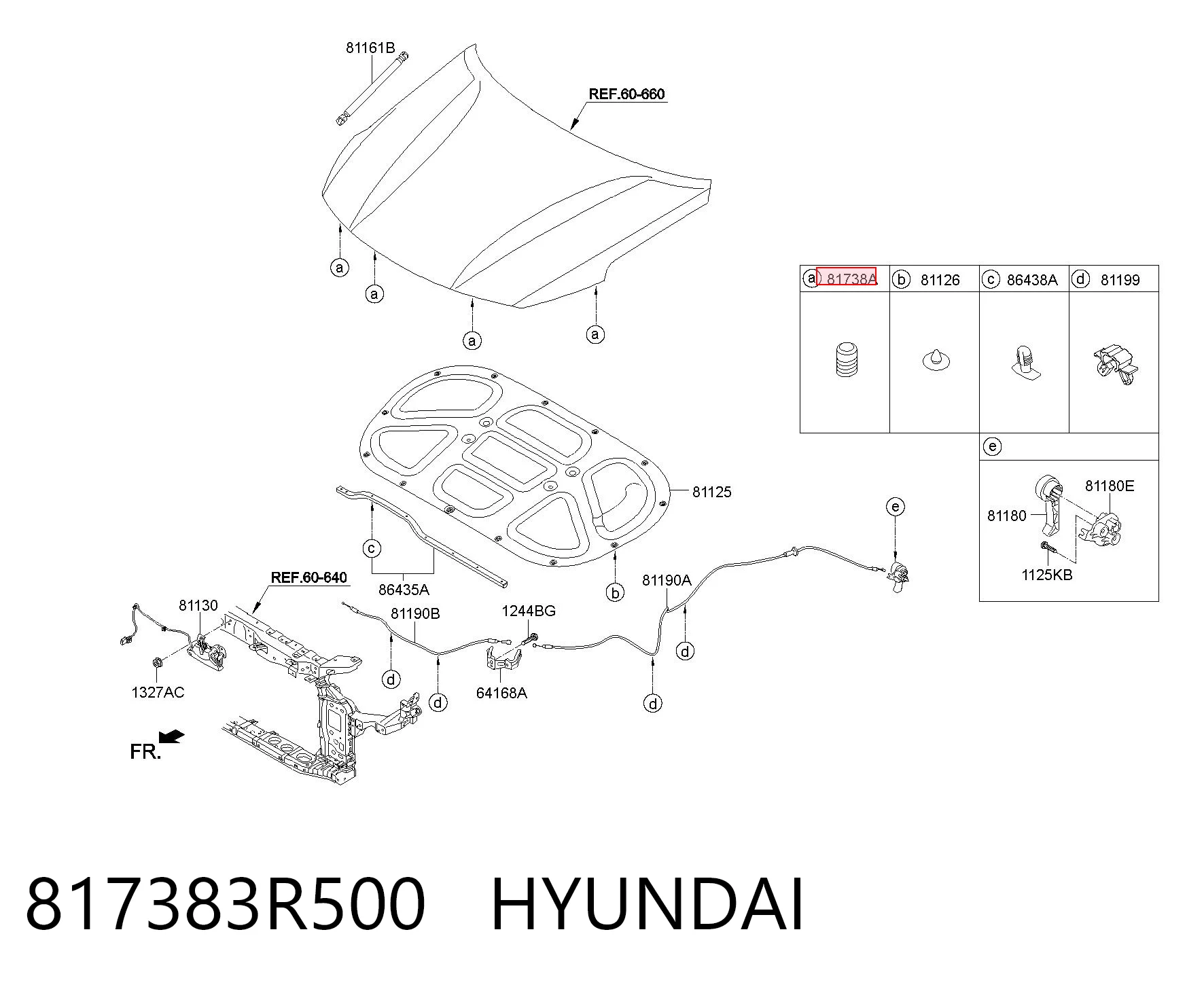 817383R500 Hyundai/Kia Tope del capó