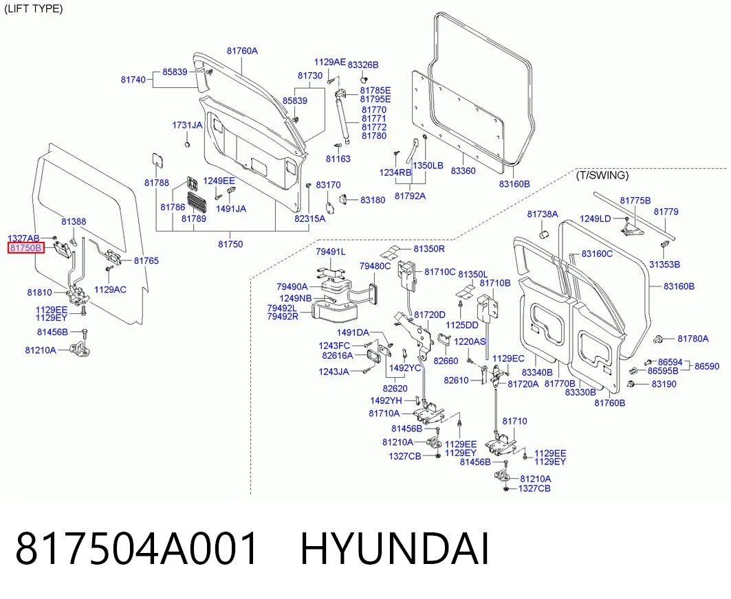817504A001 Hyundai/Kia Manilla de puerta de maletero exterior