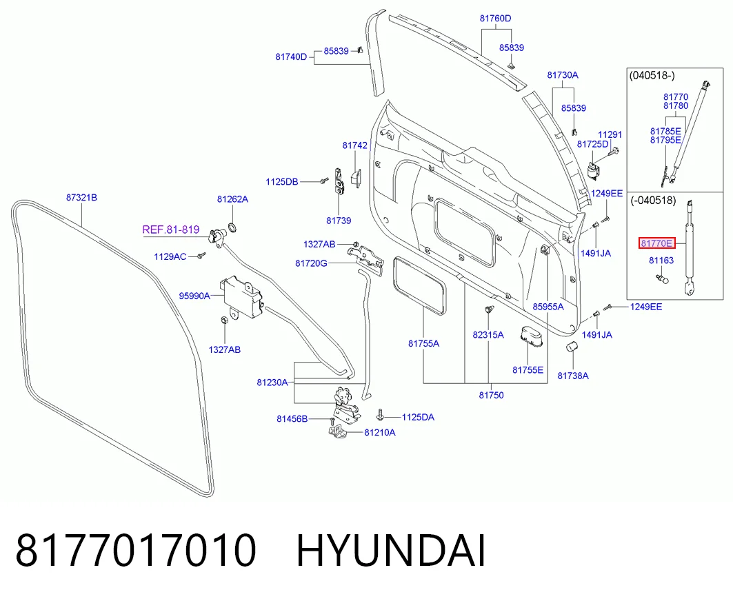Amortiguador de porton Hyundai Matrix  (2001-2005)