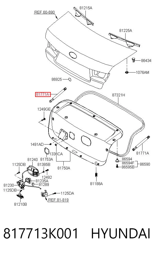 817713K001 Hyundai/Kia Amortiguador de porton