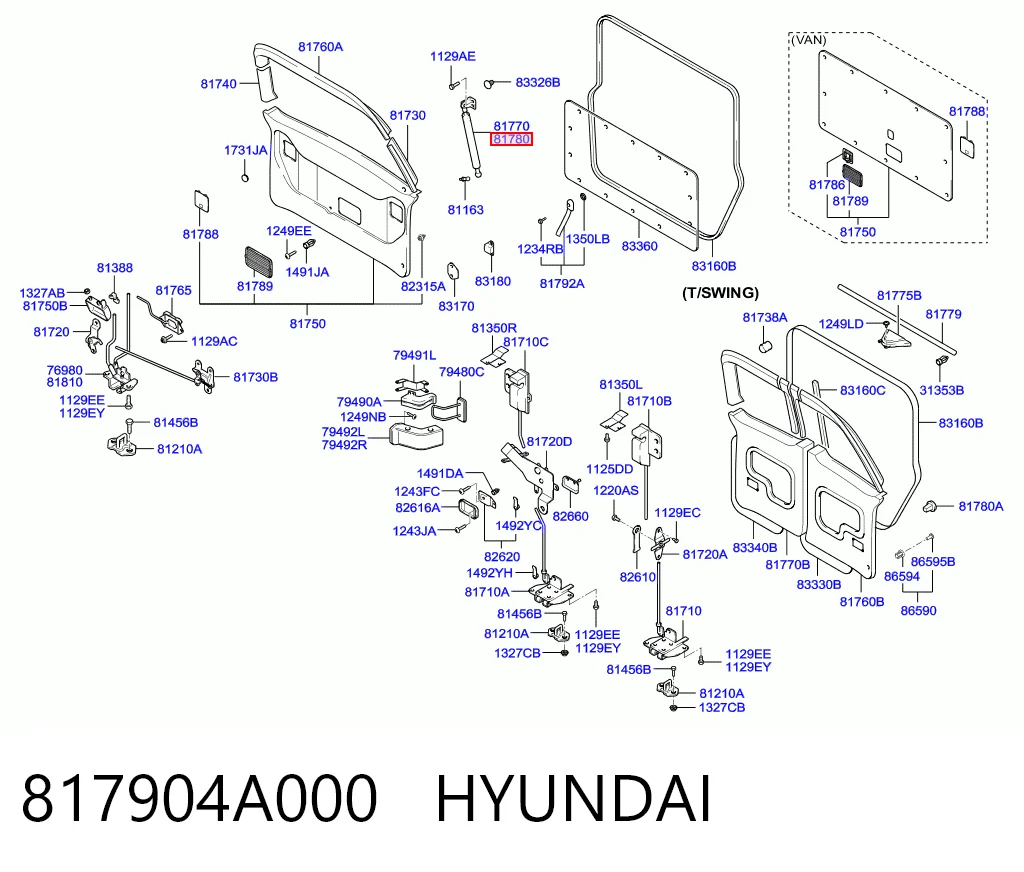 Comprar 817904A000 Honda Amortiguador de puerta trasera