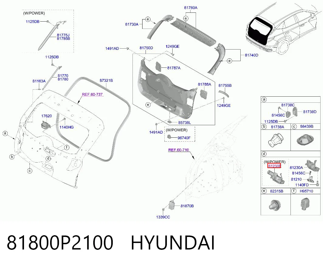 81800P2100 Hyundai/Kia Cierre del maletero