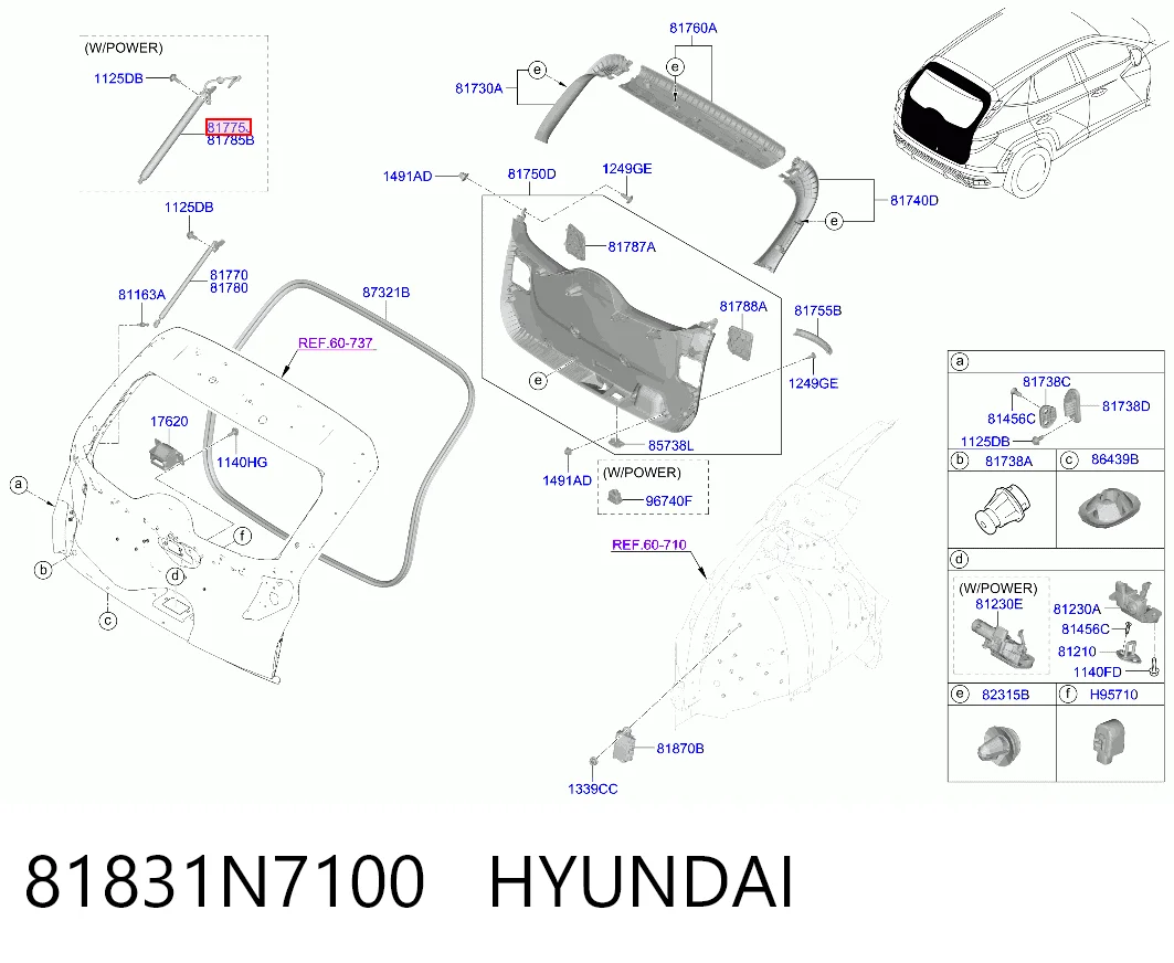 Amortiguador de porton para Hyundai Tucson IV NX4E