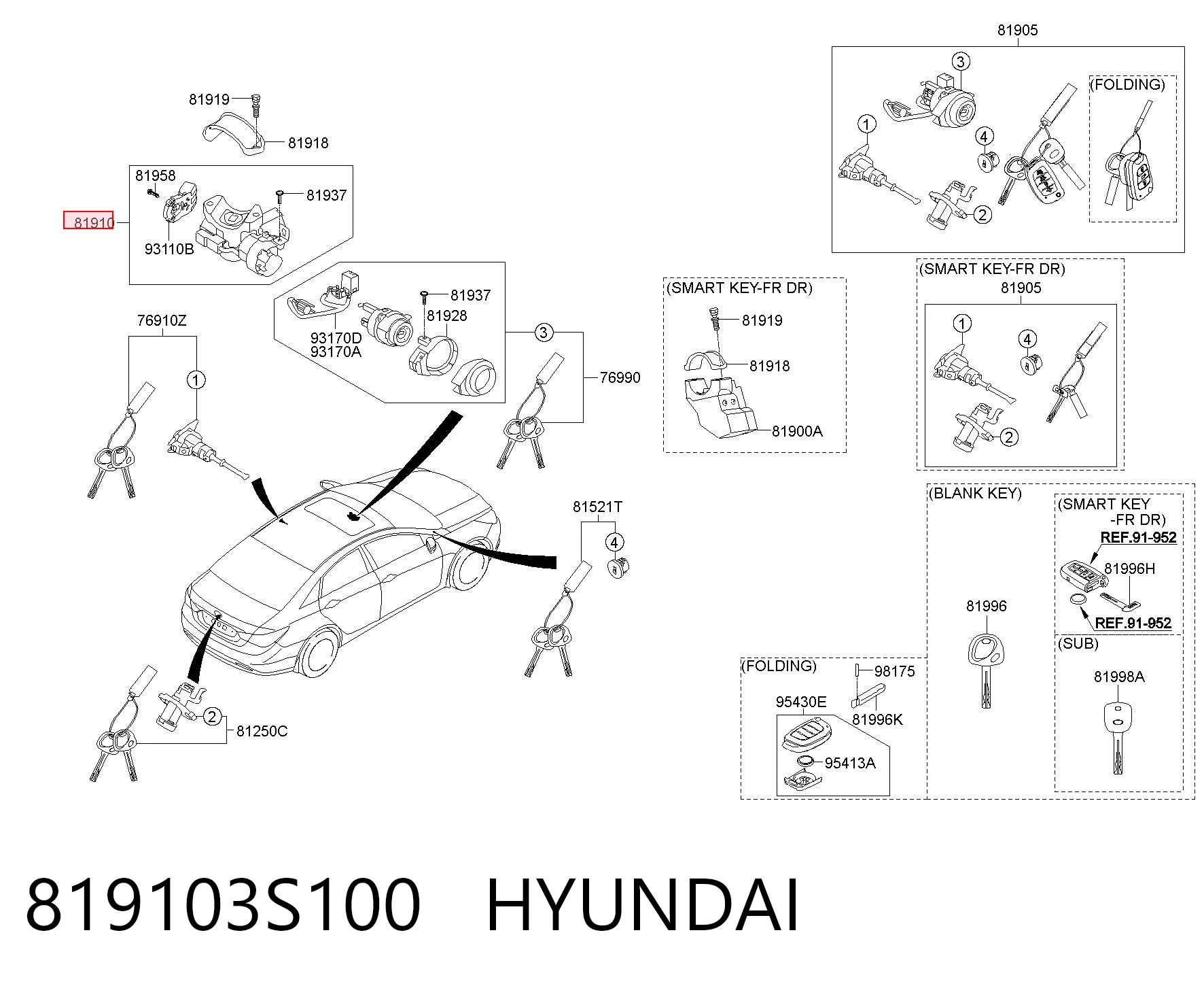 Interruptor de encendido para Hyundai Sonata VI YF