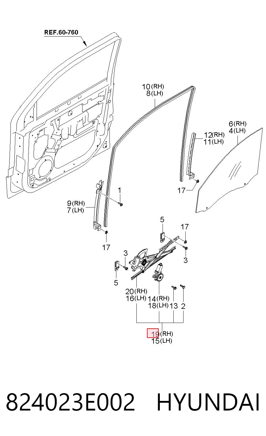 Comprar Mecanismo de elevalunas de la puerta delantera derecha KIA Sorento I JC a bajo precio