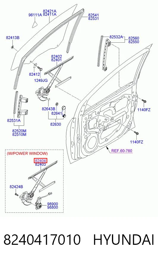 Comprar Mecanismo de elevalunas de la puerta delantera derecha Hyundai Matrix  FC a bajo precio
