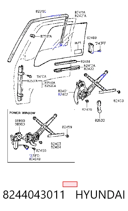 Mecanismo levanta, puerta delantera derecha para Hyundai H100  P