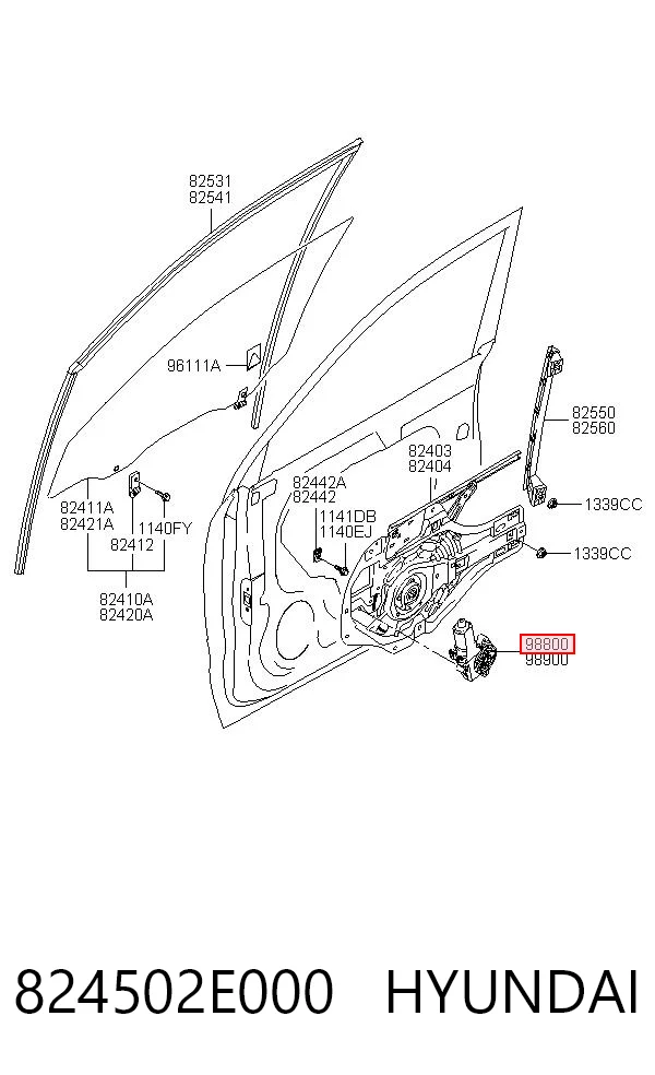 824502E000 Hyundai/Kia Motor elevalunas, puerta delantera izquierda
