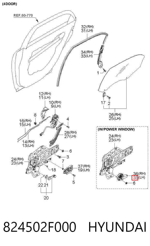 824502F000 Hyundai/Kia Motor elevalunas, puerta delantera izquierda