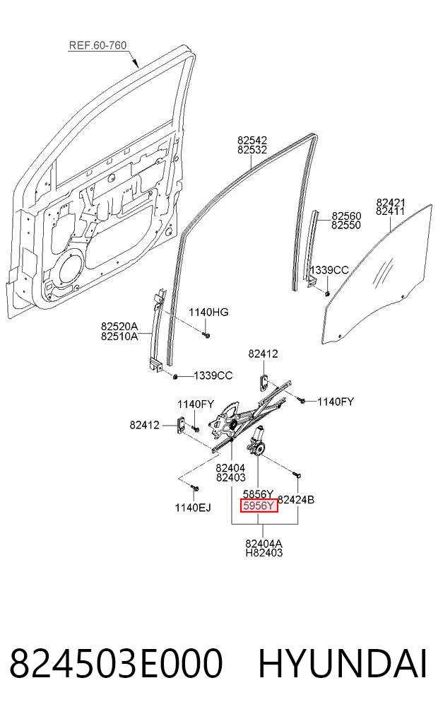 824503E000 Hyundai/Kia Motor elevalunas, puerta delantera izquierda