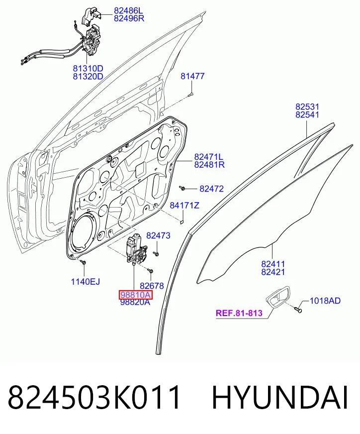824503K011 Hyundai/Kia Motor elevalunas, puerta delantera izquierda