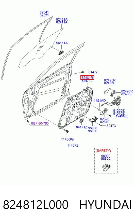 Mecanismo levanta, puerta delantera derecha Hyundai I30  (2007-2011)