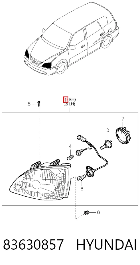 Luz derecha para KIA Carens I FJ