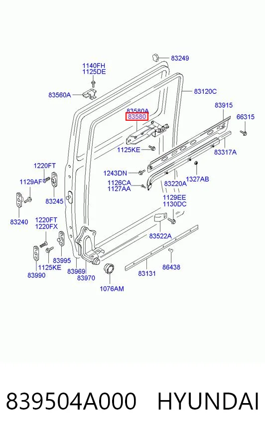 Rodillo central derecho de puerta corrediza 839504A000 HYUNDAI