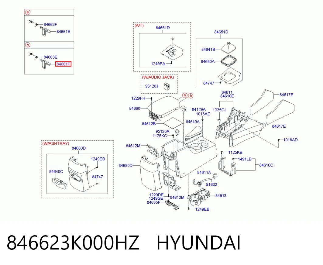 846623K000HZ Hyundai/Kia Pestillo del reposabrazos