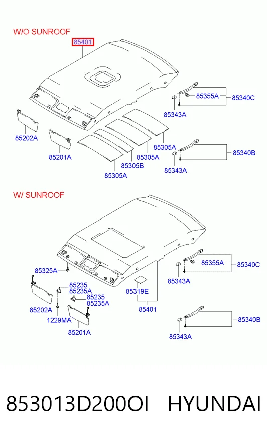 Comprar Guarnecido de techo Hyundai Sonata  EU4 a bajo precio