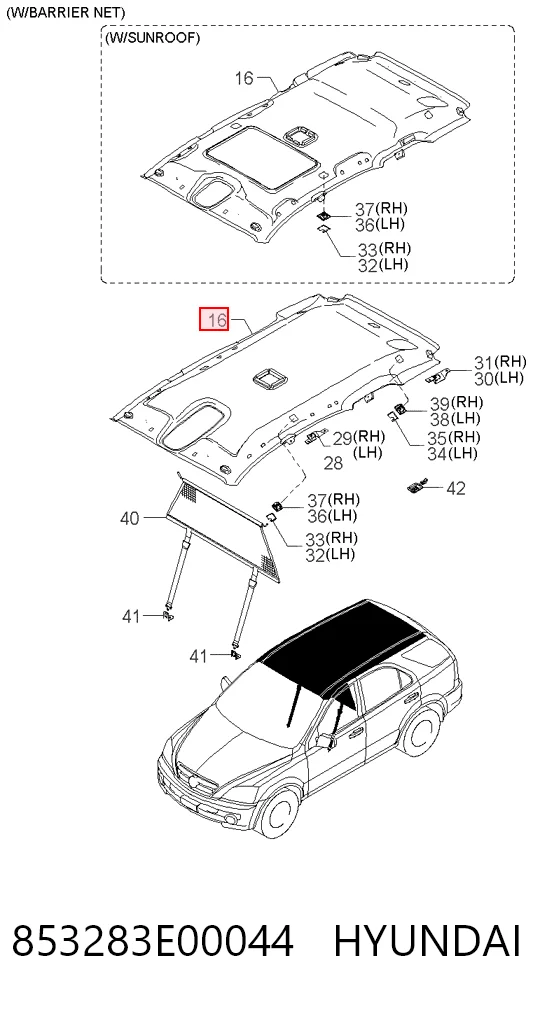Comprar Guarnecido de techo KIA Sorento I JC a bajo precio