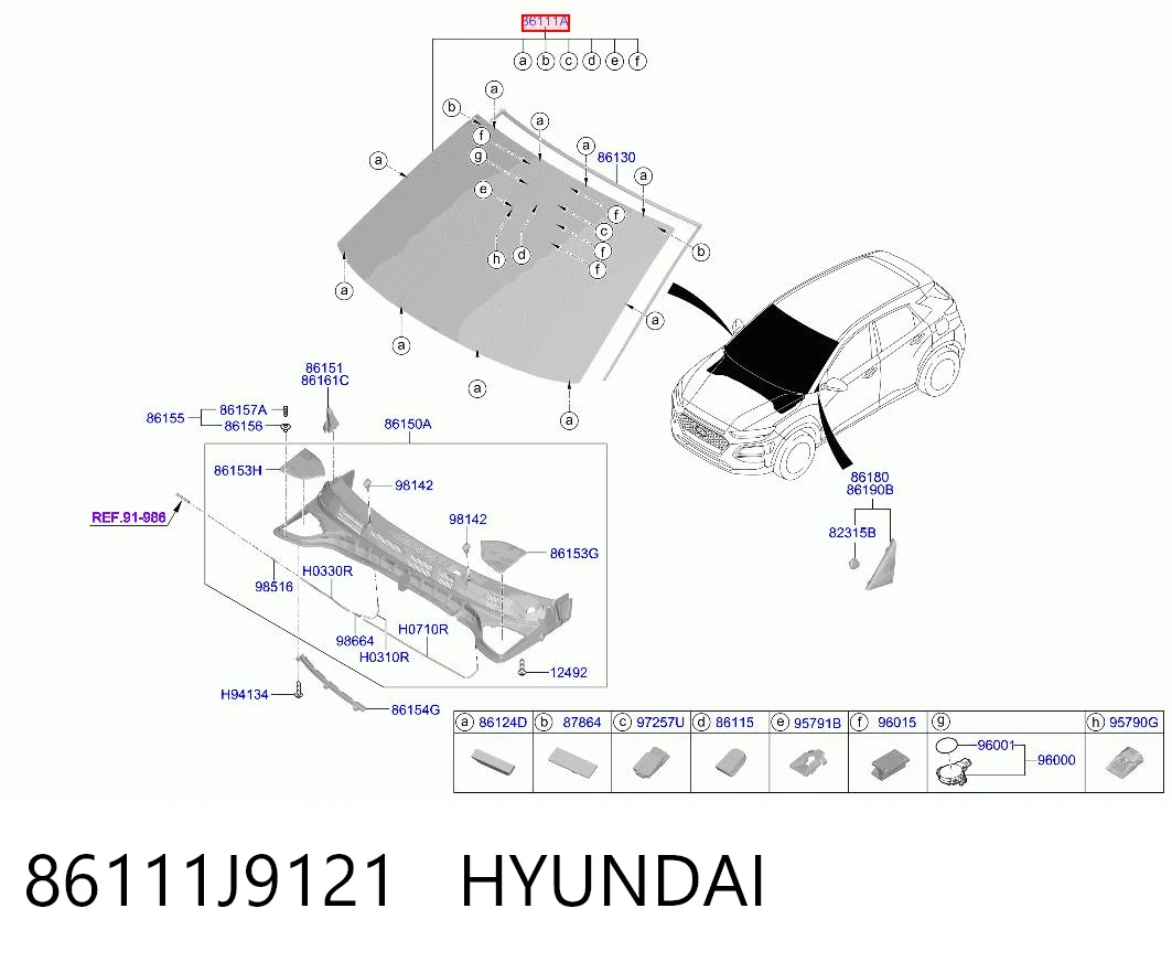 Parabrisas delantero  para Hyundai KONA  OS