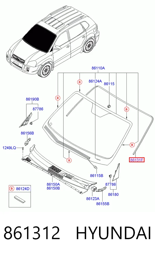 861312 Hyundai/Kia Marco del parabrisas