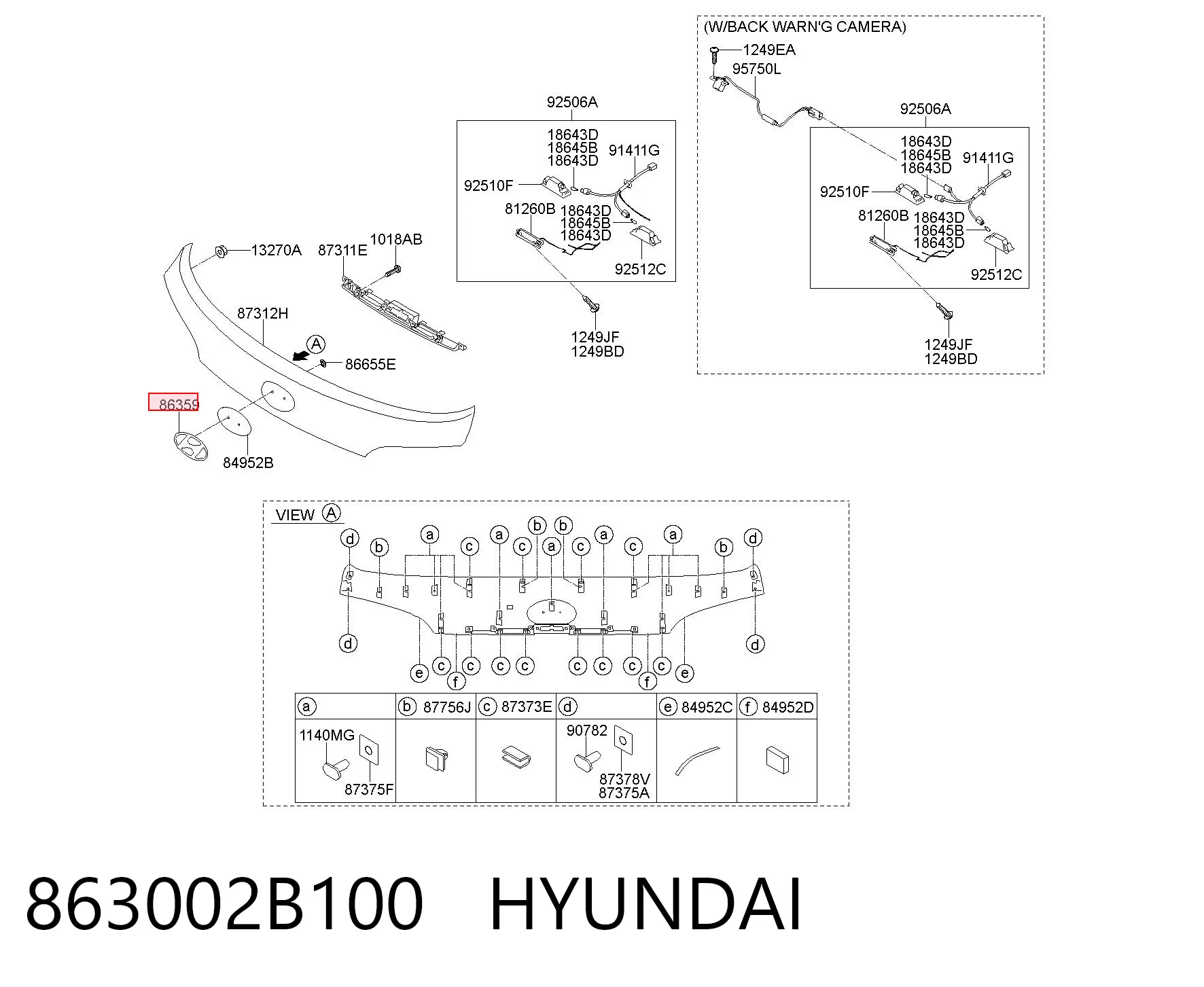 863002B100 Hyundai/Kia Emblema de la parrilla del radiador