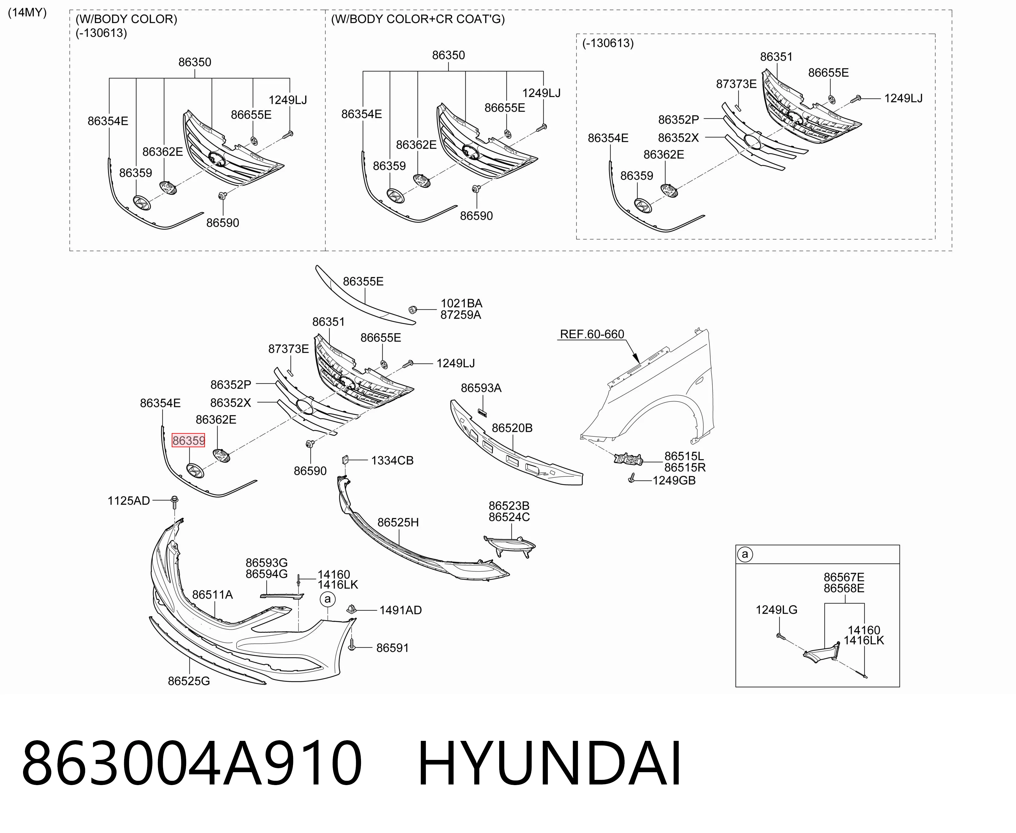863004A910 Hyundai/Kia Emblema de la parrilla del radiador