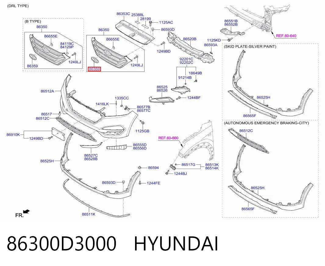 86300D3000 Hyundai/Kia Emblema de la parrilla del radiador