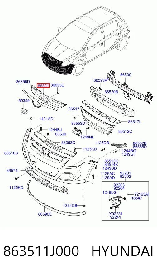 Rejilla I20  hatchback (2008-2012) original desde 34,86 €