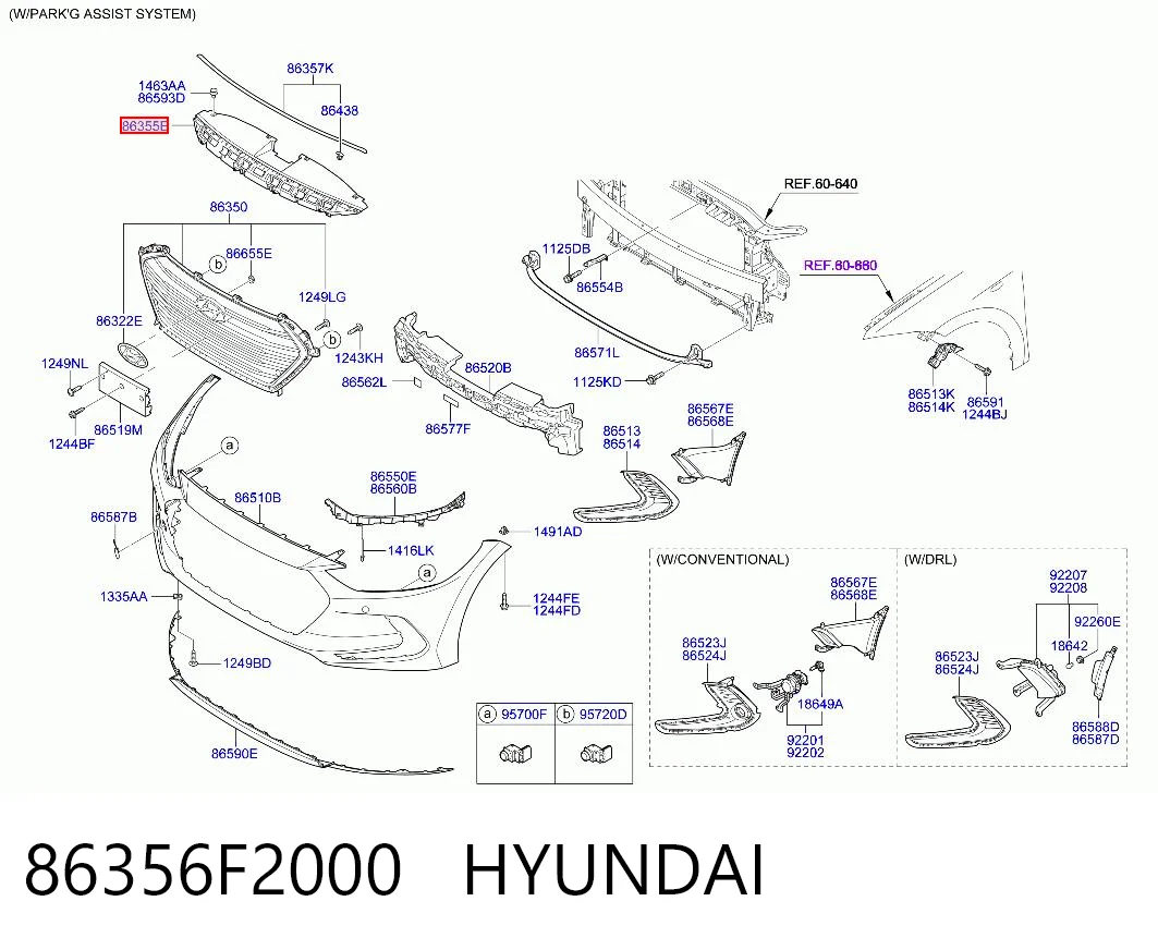 86356F2000 Hyundai/Kia Cubierta superior del panel frontal (soporte del radiador)