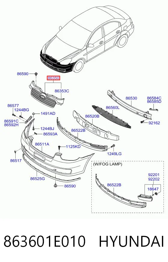  Parrilla Hyundai Accent 3