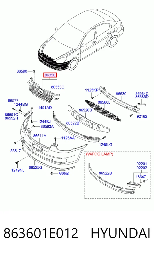  Parrilla Hyundai Accent 3