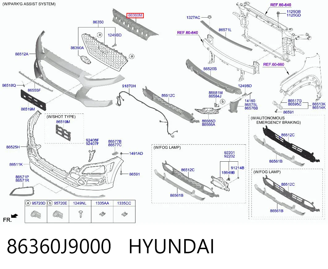 86360J9000 Hyundai/Kia Cubierta superior del difusor del radiador
