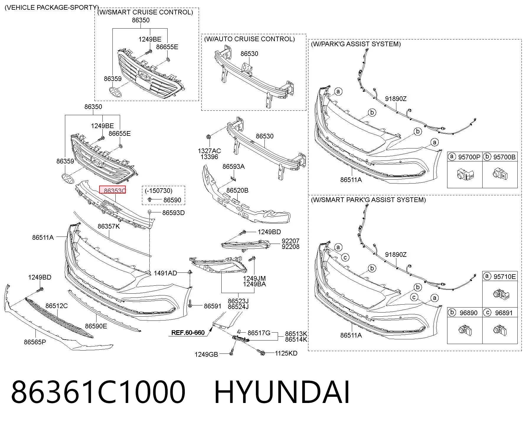 86361C1000 Hyundai/Kia Cubierta superior del panel frontal (soporte del radiador)