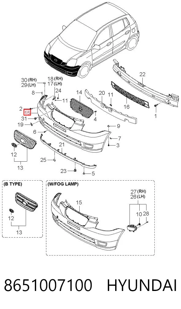 Paragolpes delantero para KIA Picanto I BA