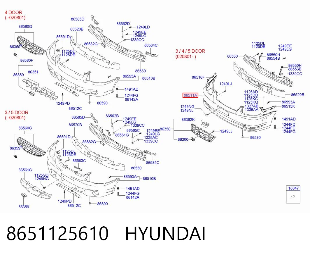  Paragolpes Hyundai Accent 2