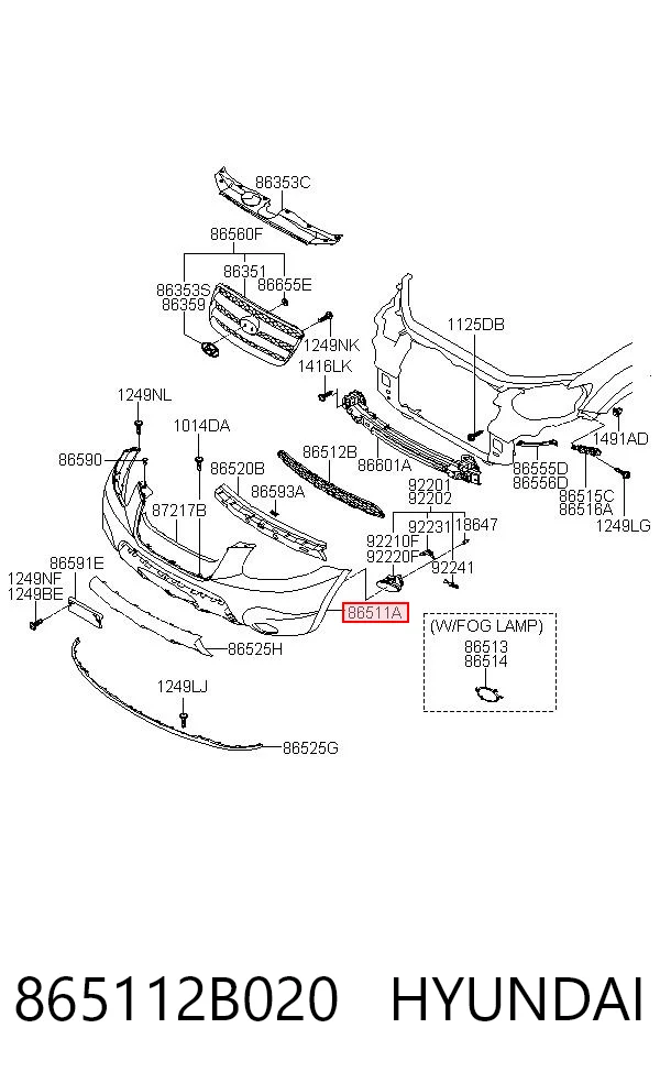 865112B020 Hyundai/Kia Paragolpes delantero