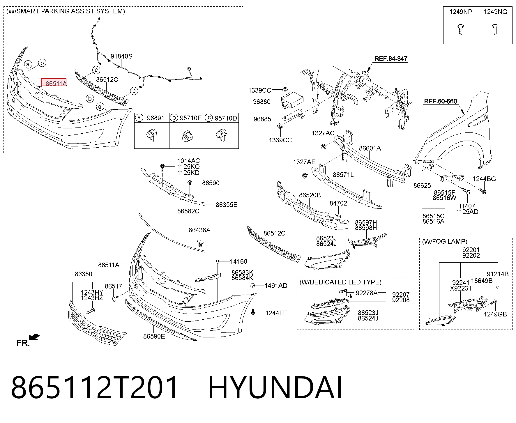 Parachoques delantero 865112T201 HYUNDAI