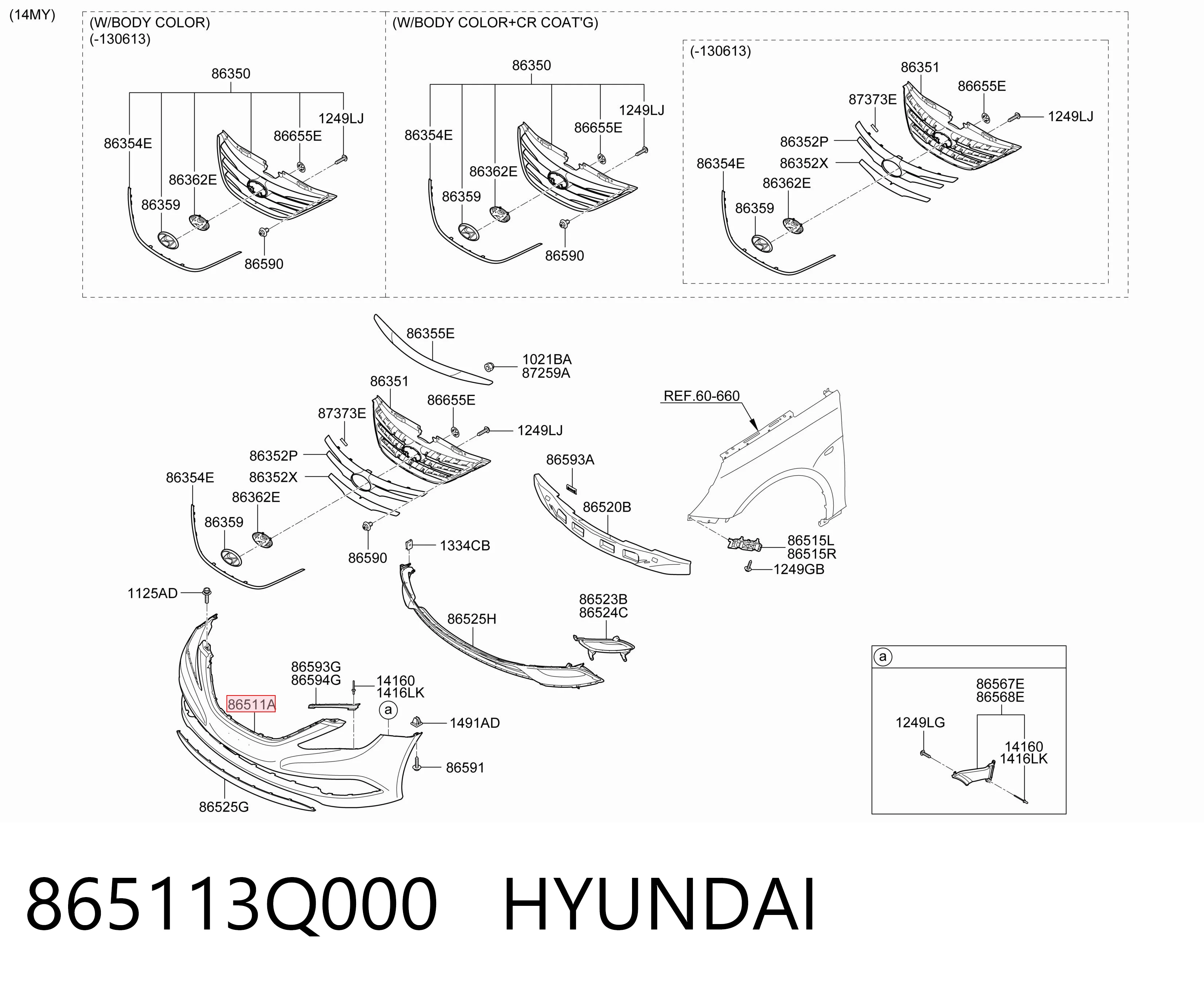 865113Q000 Hyundai/Kia Paragolpes delantero