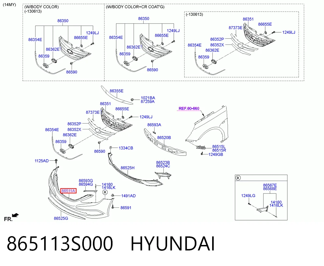 865113S000 Hyundai/Kia Paragolpes delantero