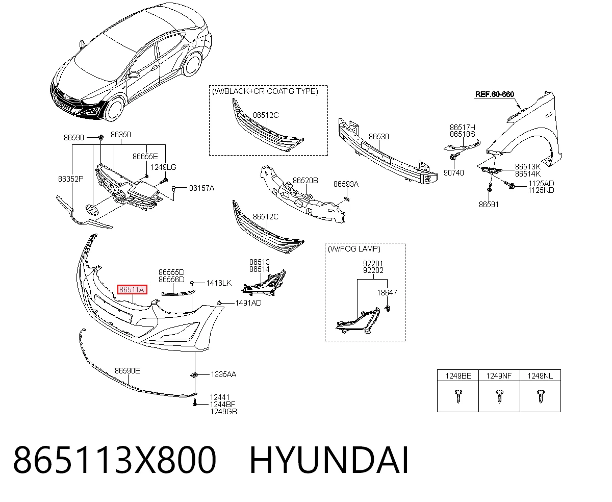 865113X800 Hyundai/Kia Paragolpes delantero