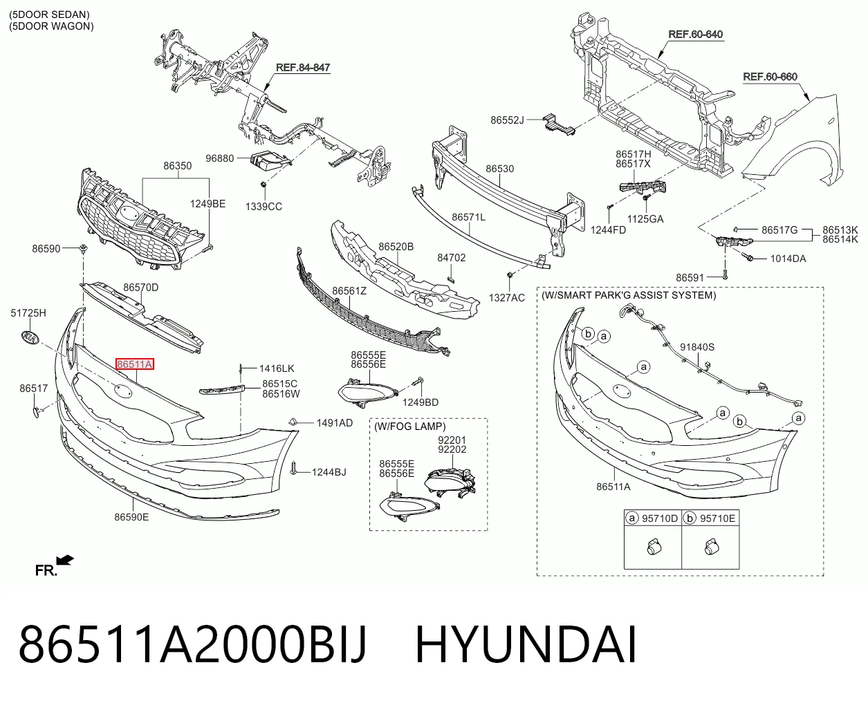 Parachoques delantero 86511A2000BIJ HYUNDAI