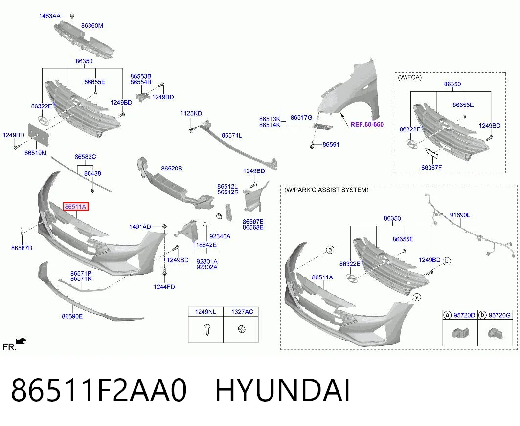 86511F2AA0 Hyundai/Kia Paragolpes delantero